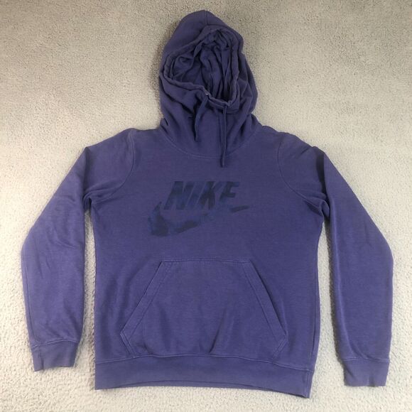 Nike Hoodie‎ Womens Medium Purple Funnel Neck Pullover Logo Sweatshirt Sweater - Picture 1 of 9